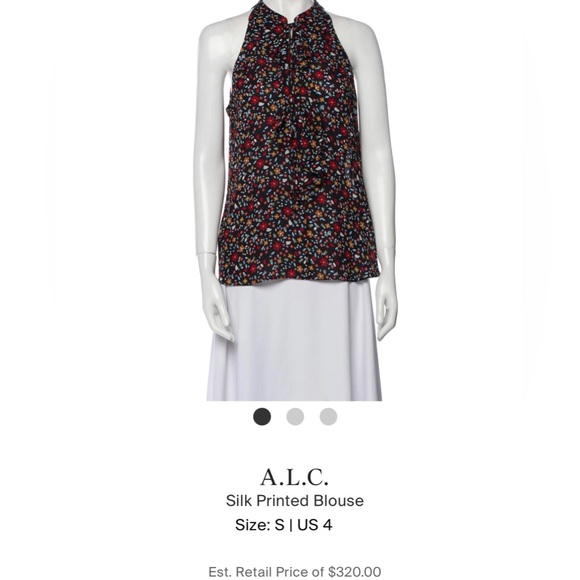 A.L.C Silk  Printed V Neck Floral Ruffle Blouse 🌼 - Picture 11 of 11